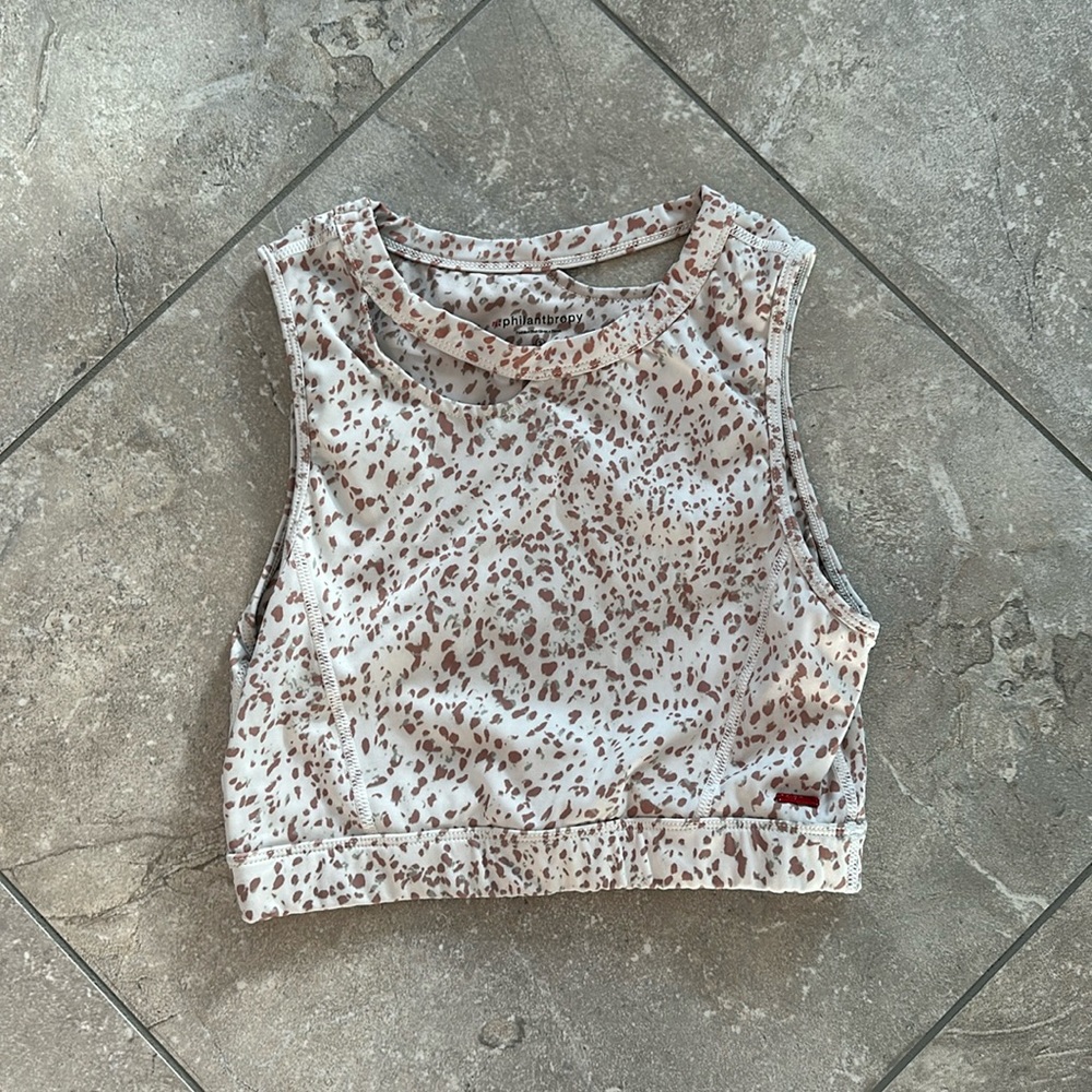 n:philanthropy Womens Novella Cheetah Print Sports Bra, Beige